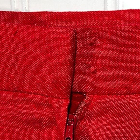 VTG Anne French Linen A-Line Skirt Women’s 12 Red Lined Classic Work Wear Office - Picture 4 of 8